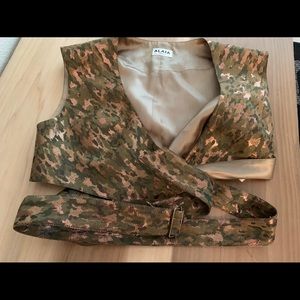 Alaia cropped top wrap design adjustable buckle